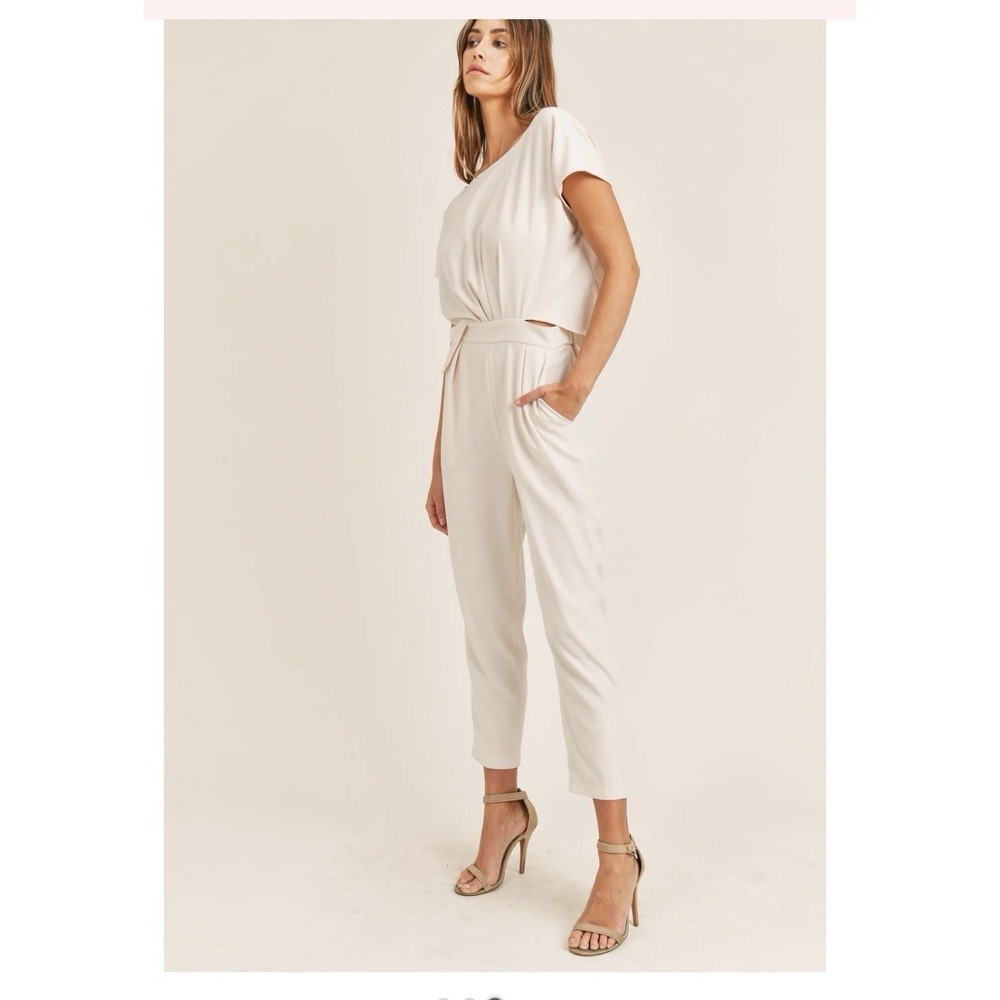$60 MABLE Romper Jumpsuite Beige Inseam 26" Size Medium